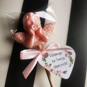 Lizak aniołek (różowy) - podziękowanie dla gości