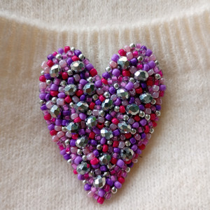 Broszka różowe serce