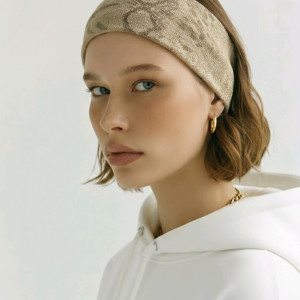 opaska szeroka szaro-złota Khaki