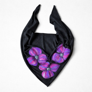 Czarna chusta handmade wełniana