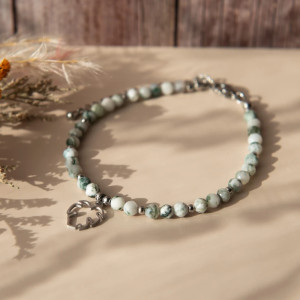 Bransoletka MONSTERA VARIEGATA ✧ agat mszysty ✧ liść monstery