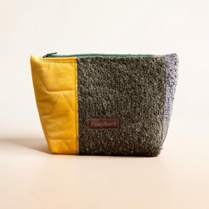 Żółto-zielono-szara kosmetyczka MAXI