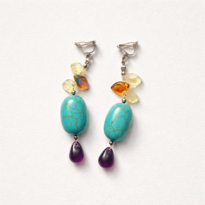 Klipsy niebieskie koraliki