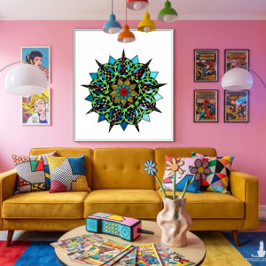 53. MANDALA NA OSTRO - SZMARAGDOWA - rysunek, plakat.