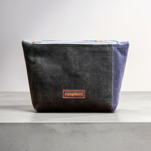 Zielono-szara kosmetyczka MAXI z weluru