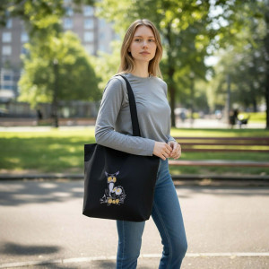 Bawełniana  torba z zabawnym haftem  sów
