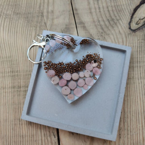 Brelok serce z żywicy Rose Gold Dream