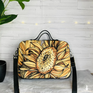 Torebka Box Duża Handmade Damska przez Ramię Welur Eko Skóra A4 | Polska