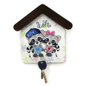 WIESZAK NA KLUCZE "U & ME", dwójko słodkich szopów