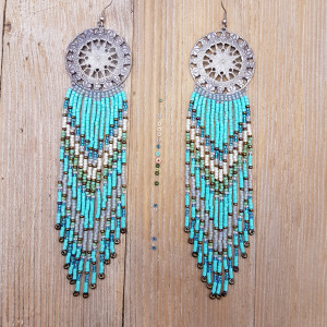 Turkusowe Frędzle z Floralem