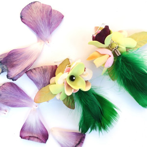 Kolczyki  kwiaty piora