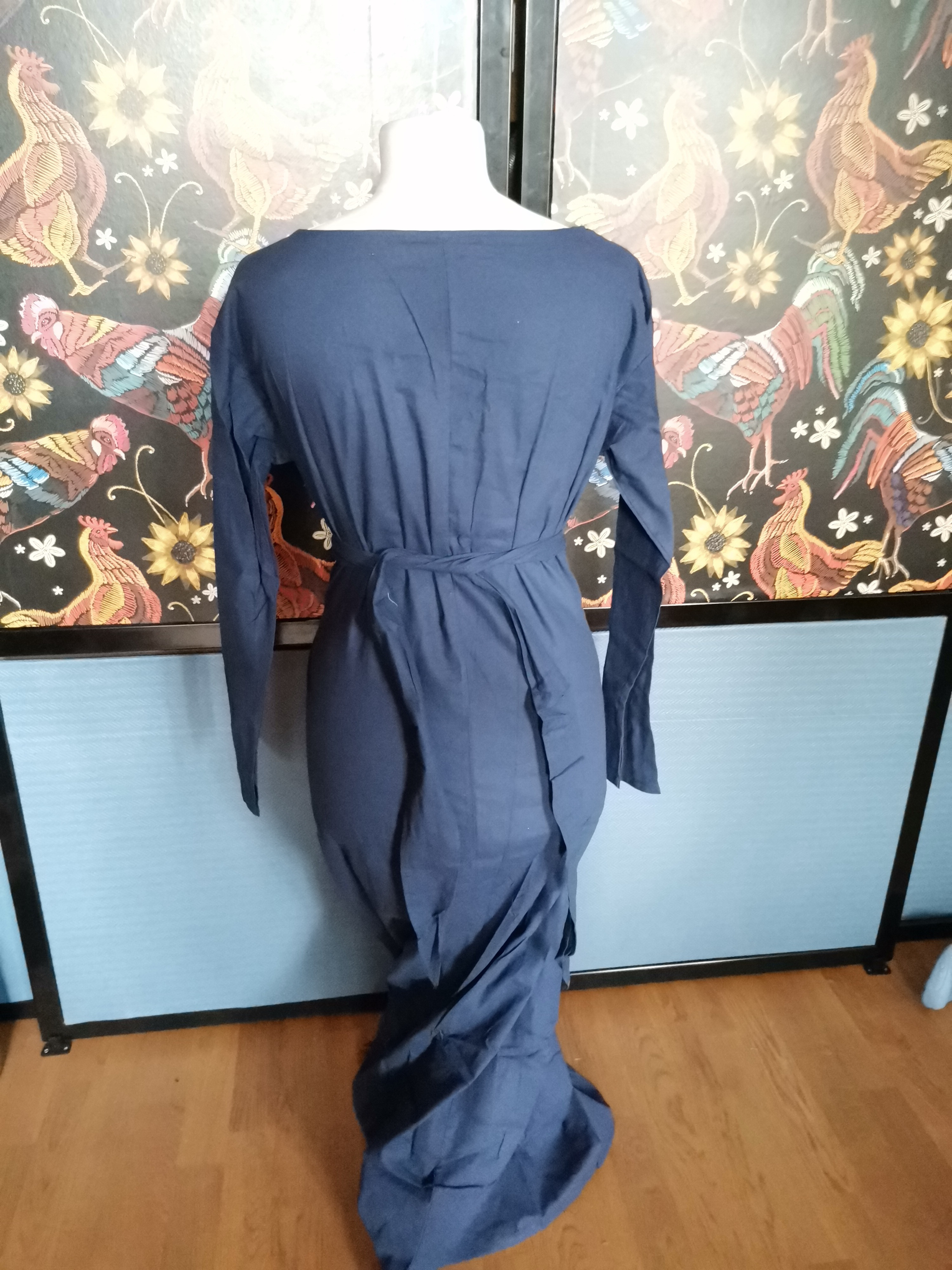 granatowa  sukienka oversize bawełna  z lnem 38