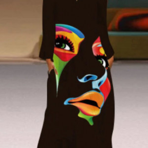 czarna  sukienka oversize z nadrukiem