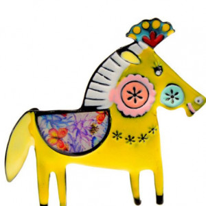 broszka zółty koń