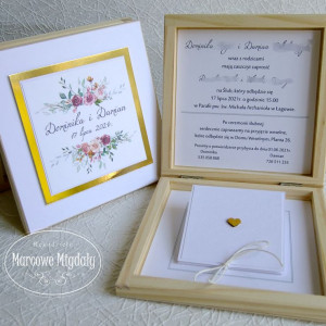 Prośba o świadkowanie w drewnianym pudełku - wzór Boho Złota Ramka