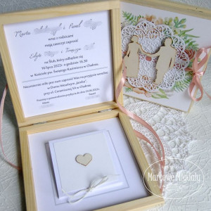 Prośba o świadkowanie w drewnianym pudełku - wzór Boho Młoda Para