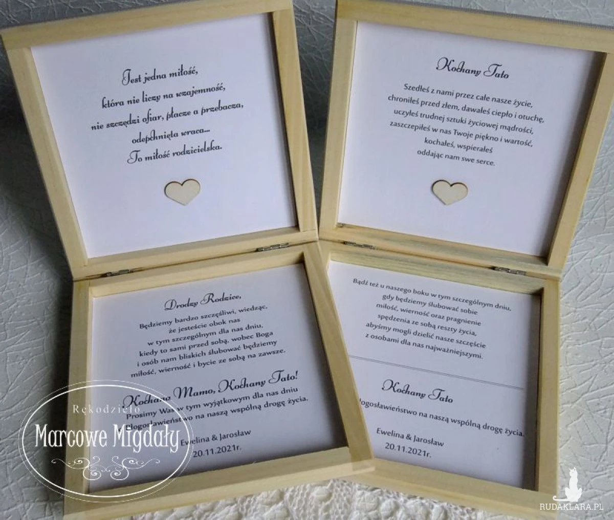 Prośba do rodziców o błogosławieństwo , drewniane zaproszenie ślubne