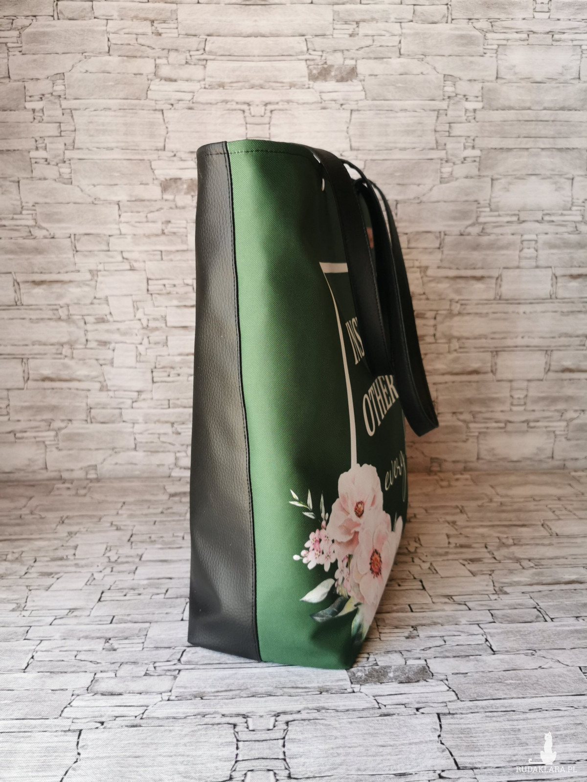 Duża torebka shopper torebka na ramię zamykana - zielona