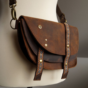 ARIA Nerka/Torebka Skórzana Etno Aztecka Brązy Crazy Horse