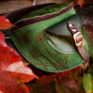 Skórzana Nerka LEŚNE LICHO Dmuchawce Od Ręki