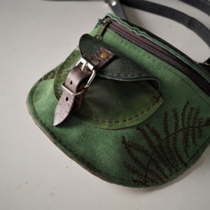 Skórzana Nerka LEŚNE LICHO Paproć OD RĘKI