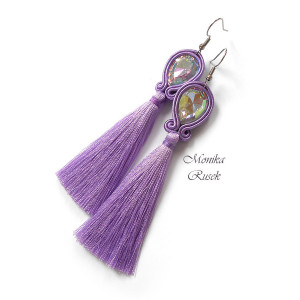 KOLCZYKI SUTASZ CHWOST lawendowe