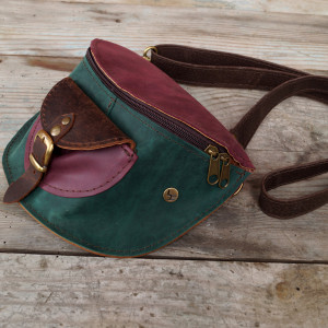 SKÓRZANA NERKA Bordo, Zieleń, Brąz Crazy Horse