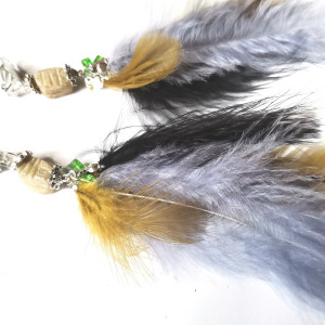 Klipsy pióra etno boho skarabeusz