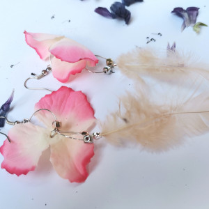 Kolczyki kwiaty i piora