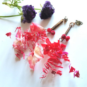 Klipsy długie  kwiaty