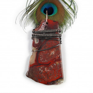 Agat crazy lace, miedziany wisior z agatem koronkowym, prezent dla niej, prezent dla mamy, prezent dla żony, biżuteria ręcznie robiona