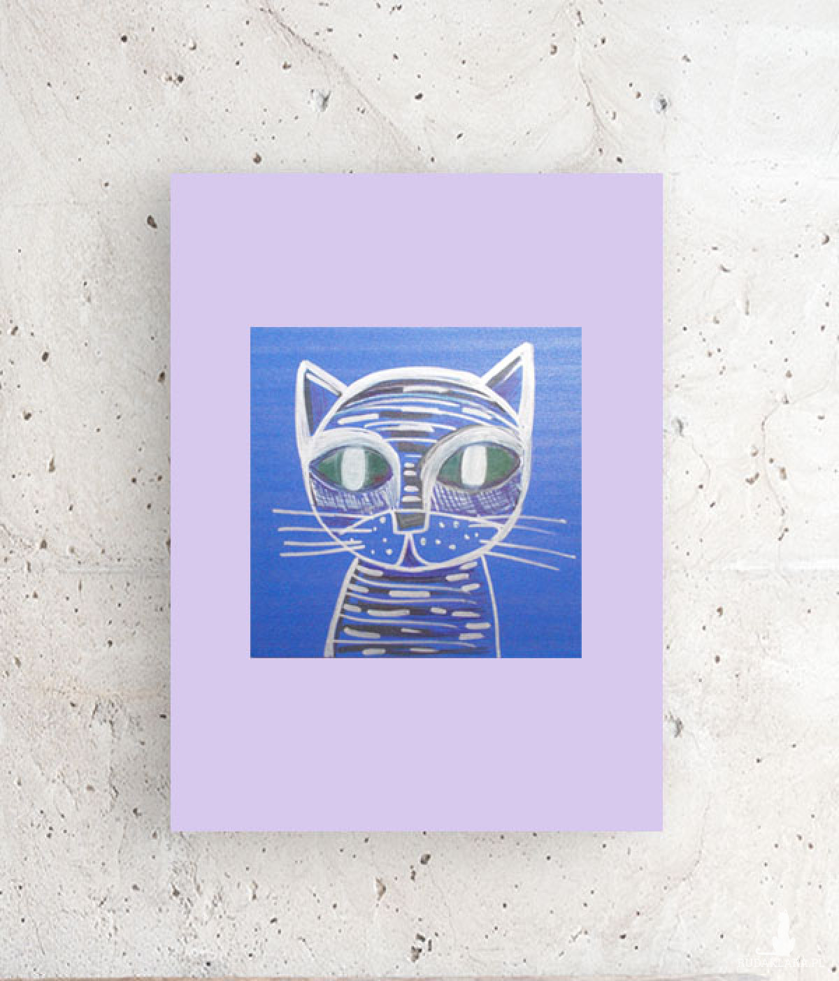 mały obrazek z kotem, kot grafika na ścianę, kotek rysunek A4, dekoracja z kotkiem, obraz z kotkiem