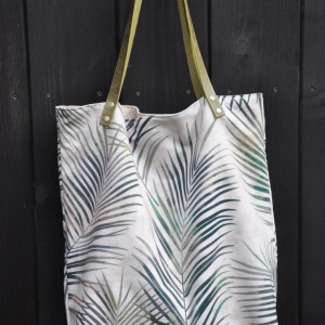Torba tote XXL - print liście palmy