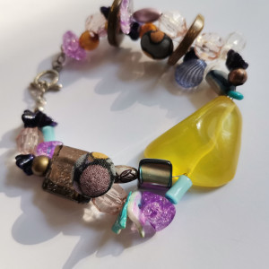 Bransoletka uniwersalna koralikowa zolta