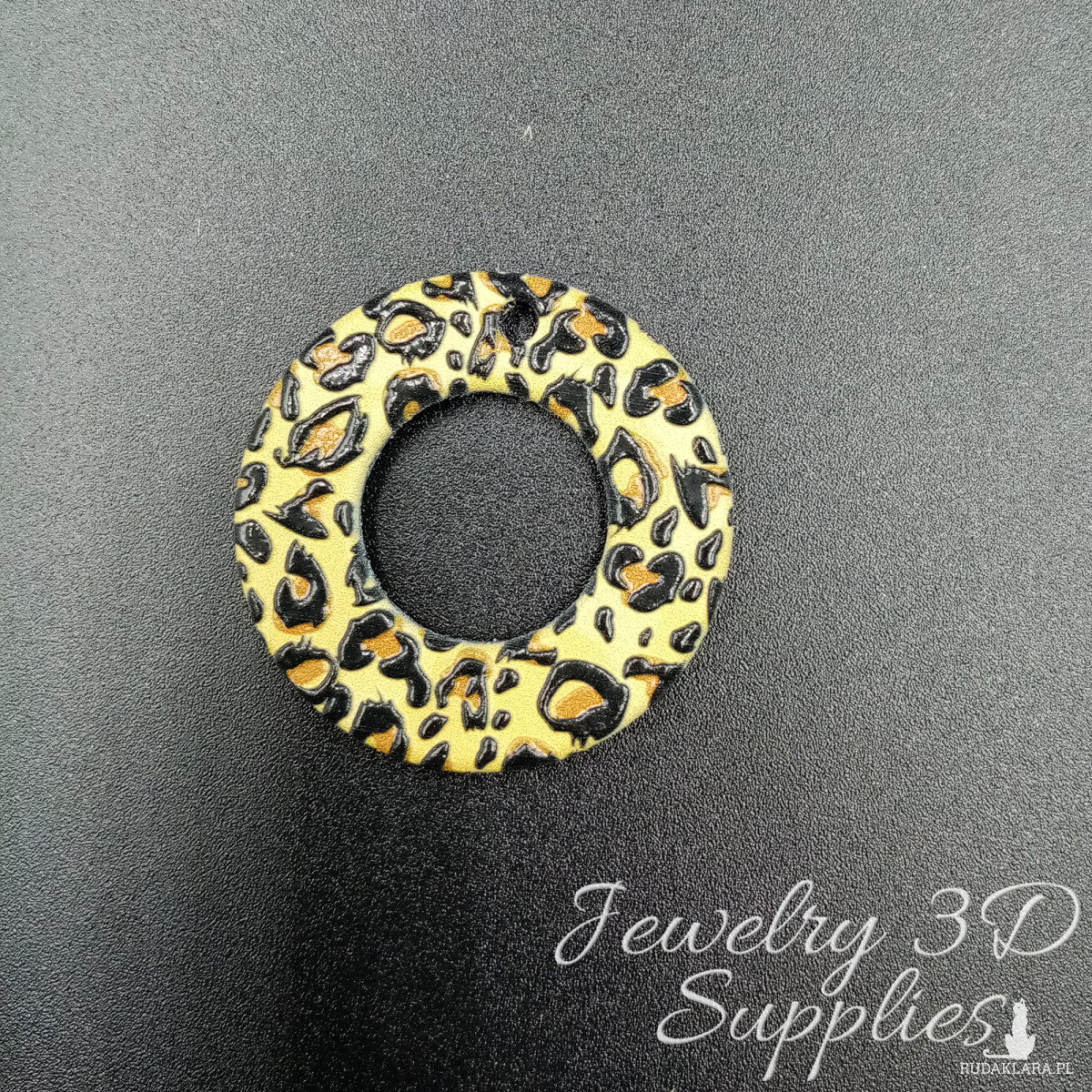 Wisiorek kolczyk pierścień żółty panterka, element do wyrobu biżuterii