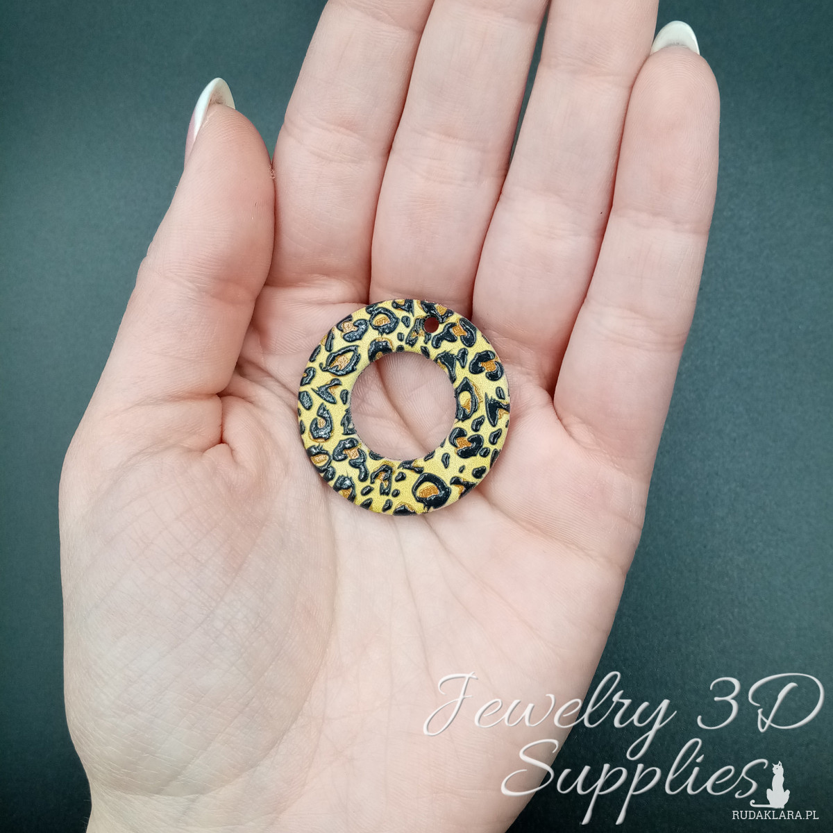 Wisiorek kolczyk pierścień żółty panterka, element do wyrobu biżuterii