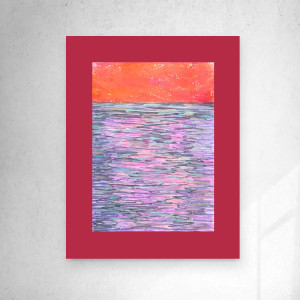 morze rysunek 30x40, nowoczesna grafika do loftu, morski pejzaż A3, boho plakat ręcznie malowany, kolorowa dekoracja do loftu