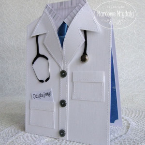 Kartka Fartuch Lekarski męski, podziękowanie dla lekarza