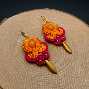 POMARAŃCZOWO-RÓŻOWE WISZĄCE KOLCZYKI SUTASZ