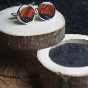 Palisandrowe spinki do mankietów z węglikiem krzemu