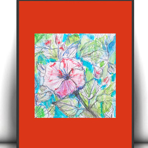 kwiaty rysunek A4, mały obrazek z kwiatami, rośliny obrazek 21x30, łąka rysunek, boho dekoracje do domu, kwiaty plakat A4, kwiatki obrazek, ogród obrazek