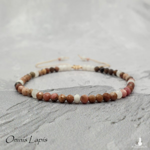 Bransoletka makrama - rodonit, jadeit