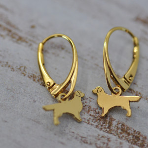 Golden retriever -kolczyki z psem / srebro 925 pozłacane