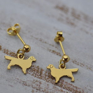 Golden retriever -kolczyki z psem / srebro 925 pozłacane