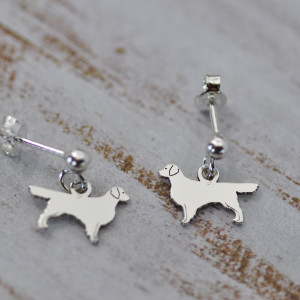 Golden retriever -kolczyki z psem / srebro 925