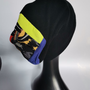 Czapka  czarna patchwork