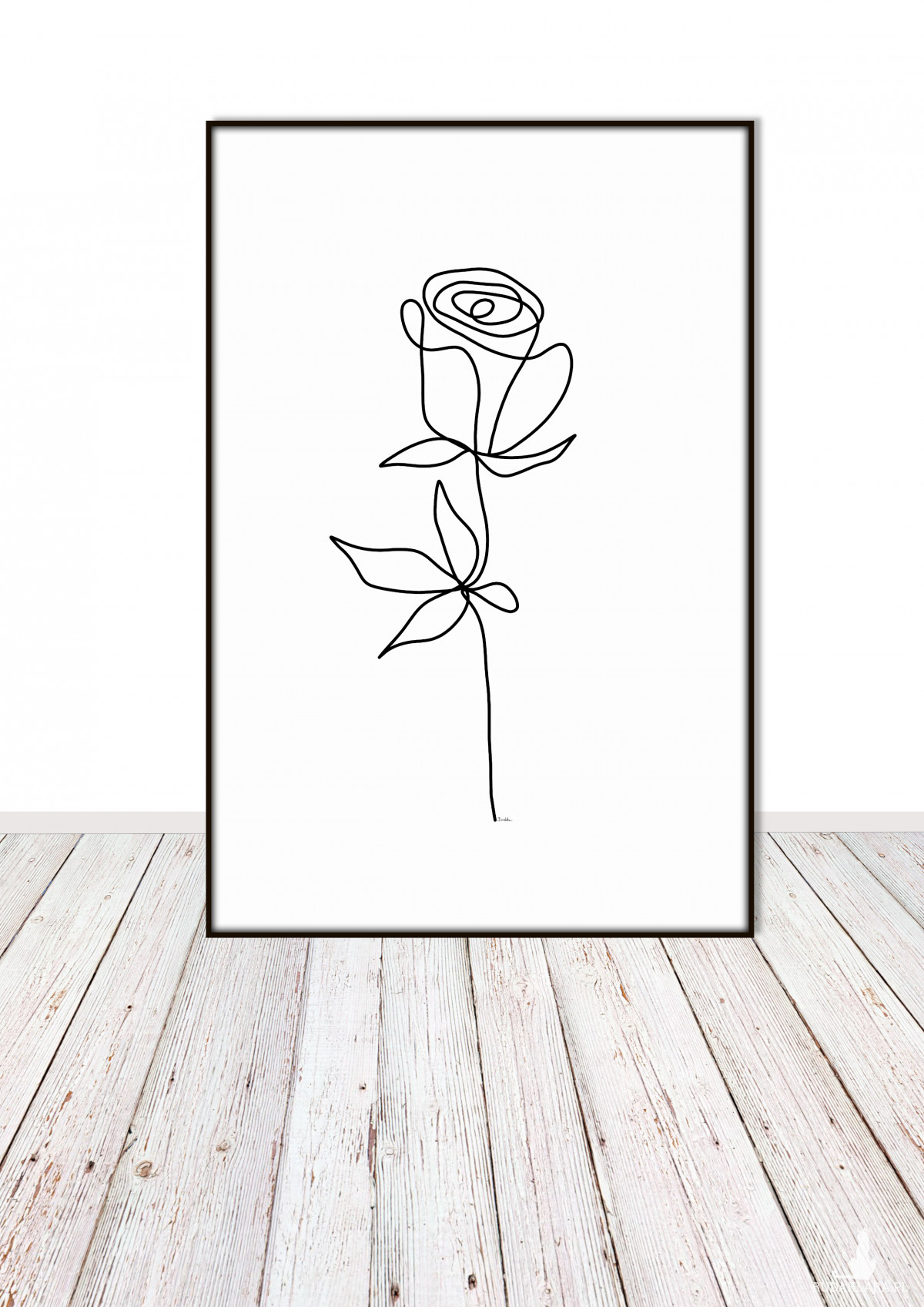 Róża, minimalistyczna grafika autorska, plik cyfrowy do pobrania, wydrukuj jak chcesz