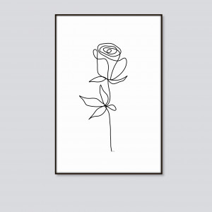 Róża, minimalistyczna grafika autorska, plik cyfrowy do pobrania, wydrukuj jak chcesz