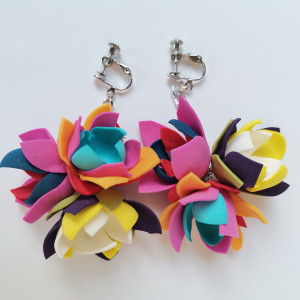 Klipsy kwiatowe kolorowe boho