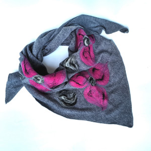 Szara chusta handmade wełniana handmade